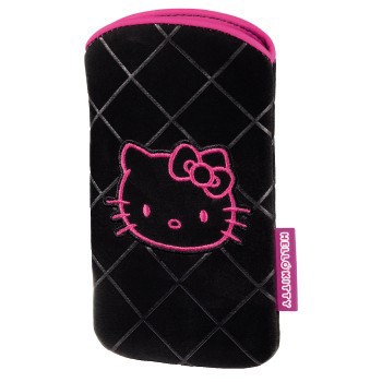 Чехол для сотового телефона Hello Kitty H-107322 ильного телефона размер М 1 0х12х6 7см велюр черный/розовый