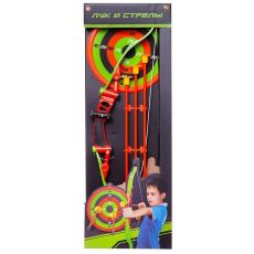 Игрушечное оружие Junfa toys Лук со стрелами на присосках S-00188 лук со стрелами красный/зеленый